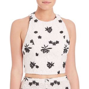 Alice + Olivia Lace Racerback Cropped Top